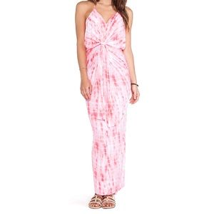 T-Bags KNOT FRONT MAXI DRESS IN NEON CORAL TIE DYE